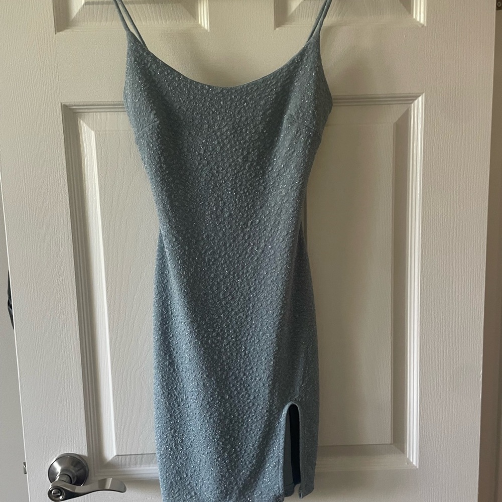 Windsor Blue Textured sparkle Mini Dress